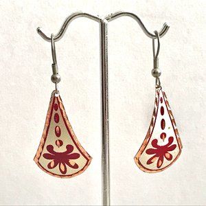 Mediterranean Earrings, etched, enamel, copper, hypo-allergenic